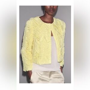 Zara Ruffled Yellow Textured Women's Jacket - NWOT